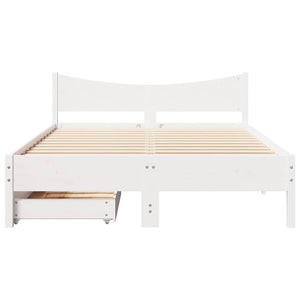 vidaXL Solid Wood Bed with Drawers White 150x200 cm Pine
