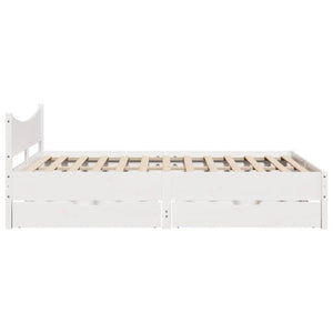 vidaXL Solid Wood Bed with Drawers White 150x200 cm Pine