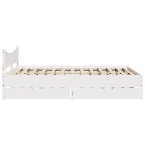 vidaXL Solid Wood Bed with Drawers White 150x200 cm Pine