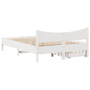 vidaXL Solid Wood Bed with Drawers White 150x200 cm Pine