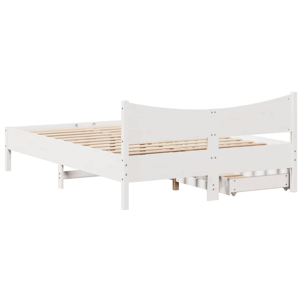vidaXL Solid Wood Bed with Drawers White 150x200 cm Pine