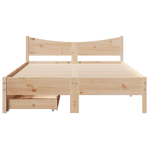 vidaXL Solid Wood Bed with Drawers 120x200 cm Pine