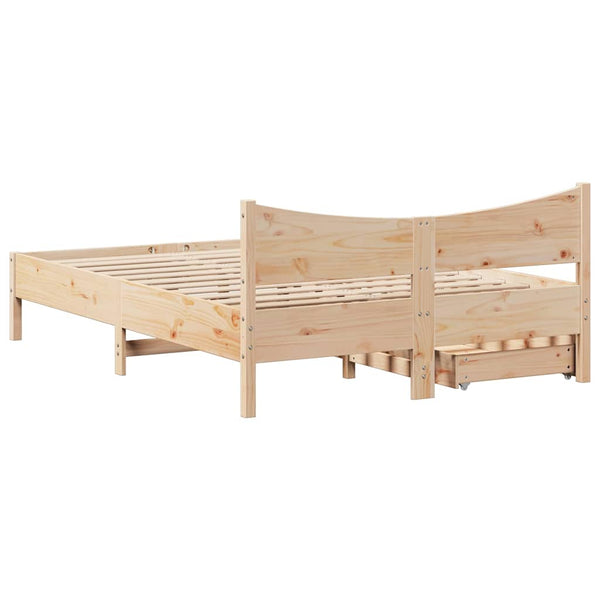vidaXL Solid Wood Bed with Drawers 120x200 cm Pine