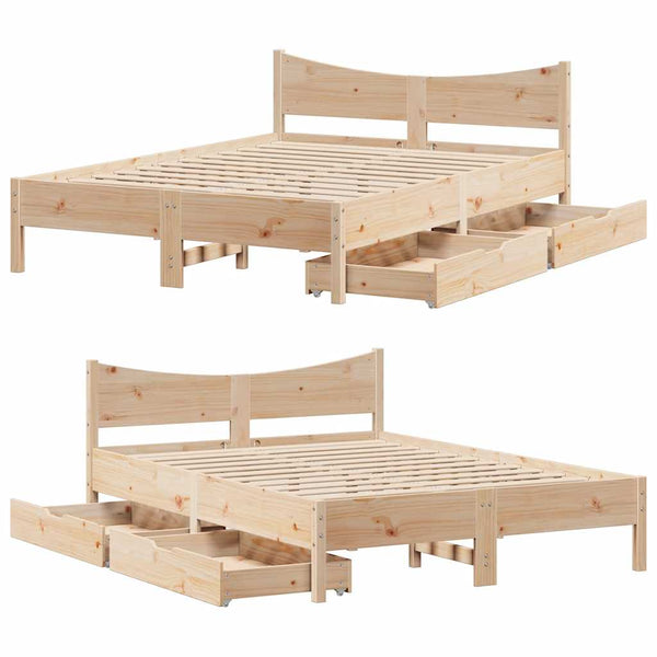 vidaXL Solid Wood Bed with Drawers 120x200 cm Pine