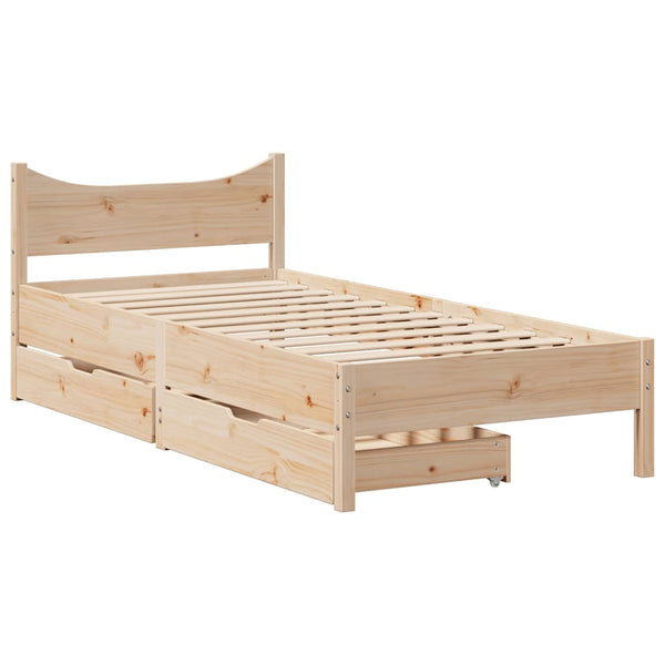 vidaXL Solid Wood Bed with Drawers 90x200 cm Pine
