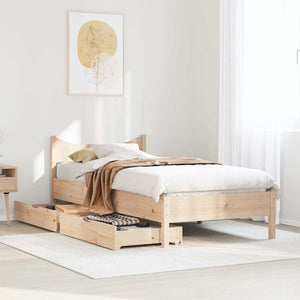 vidaXL Solid Wood Bed with Drawers 90x200 cm Pine