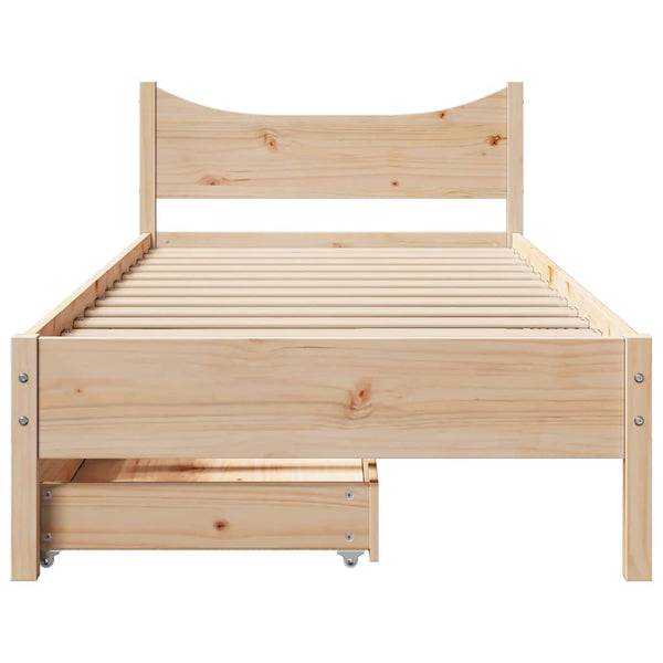 vidaXL Solid Wood Bed with Drawers 90x200 cm Pine