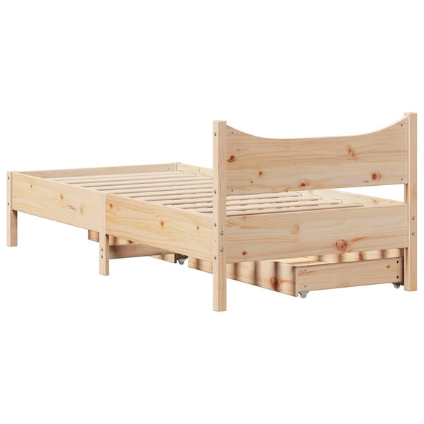vidaXL Solid Wood Bed with Drawers 90x200 cm Pine