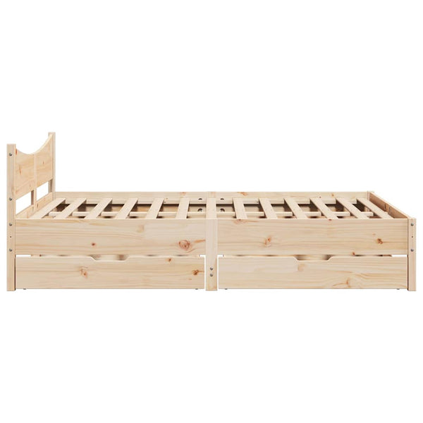 vidaXL Solid Wood Bed with Drawers 140x190 cm Pine