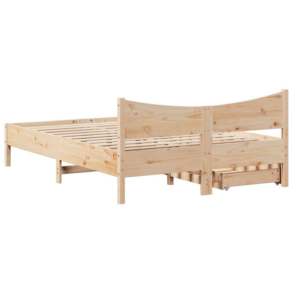 vidaXL Solid Wood Bed with Drawers 135x190 cm Pine
