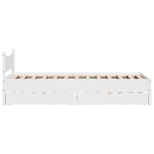 vidaXL Solid Wood Bed with Drawers White 75x190 cm Pine