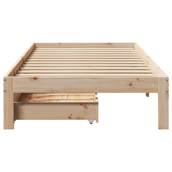 vidaXL Solid Pine Bed with Drawers 100x200 cm