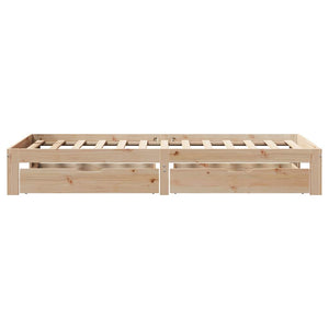 vidaXL Solid Pine Bed with Drawers 100x200 cm