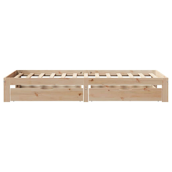 vidaXL Solid Pine Bed with Drawers 100x200 cm