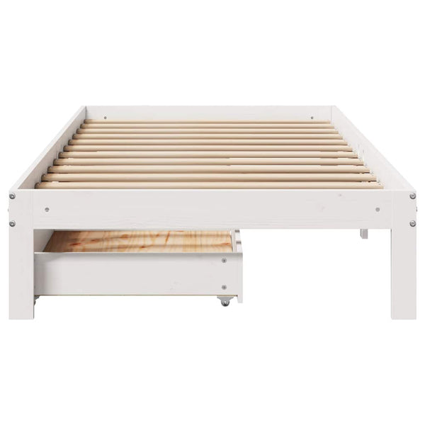vidaXL Solid Wood Bed with Drawers White 100x200 cm Pine