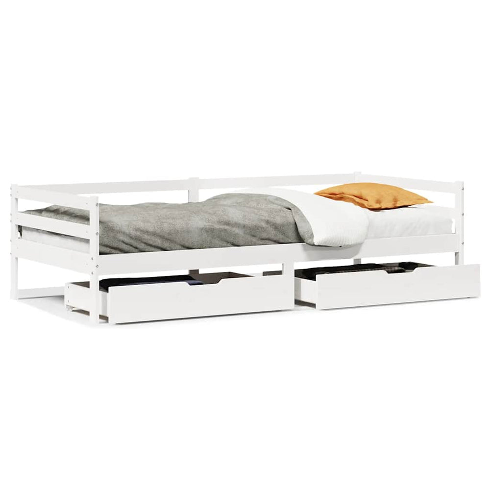 vidaXL Day Bed with Drawers White 90x200 cm Solid Pine Wood
