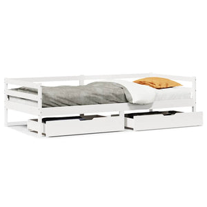 vidaXL Day Bed with Drawers White 90x200 cm Solid Pine Wood