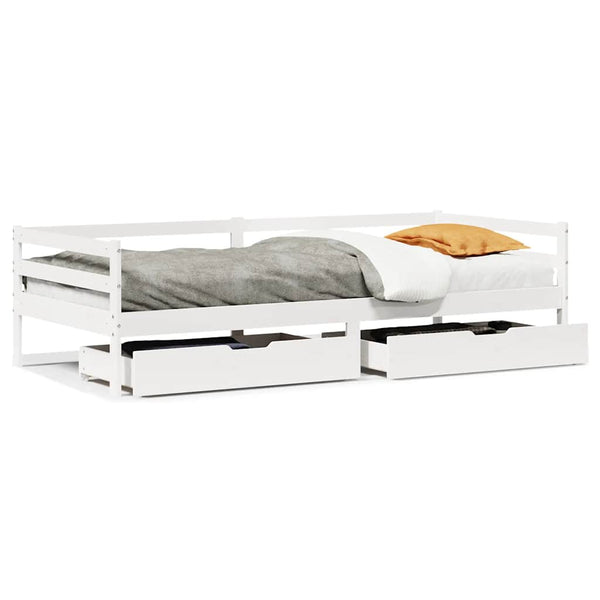 vidaXL Day Bed with Drawers White 90x200 cm Solid Pine Wood