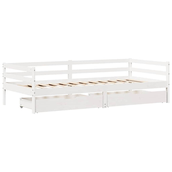 vidaXL Day Bed with Drawers White 90x200 cm Solid Pine Wood