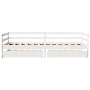 vidaXL Day Bed with Drawers White 90x200 cm Solid Pine Wood