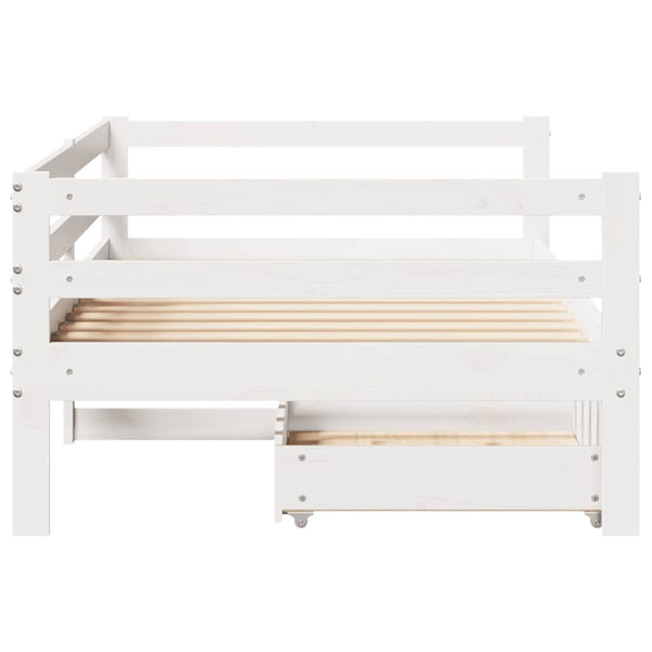 vidaXL Day Bed with Drawers White 90x200 cm Solid Pine Wood