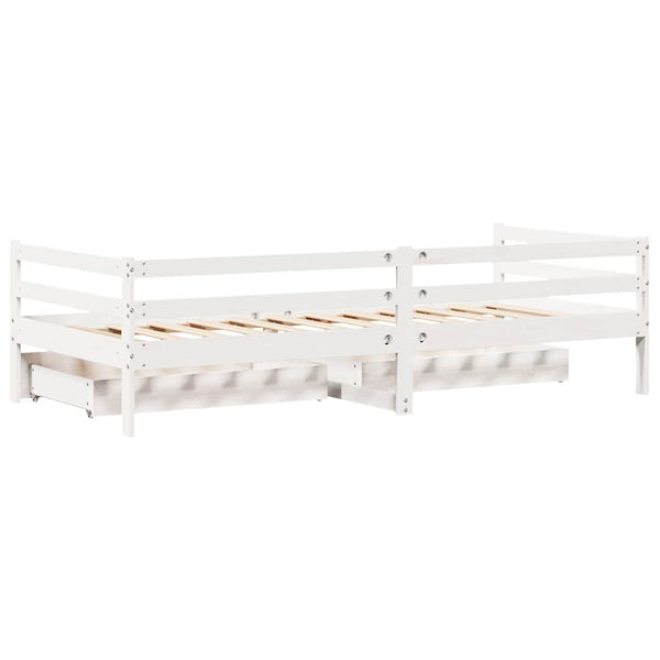 vidaXL Day Bed with Drawers White 90x200 cm Solid Pine Wood