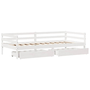 vidaXL Day Bed with Drawers White 90x200 cm Solid Pine Wood