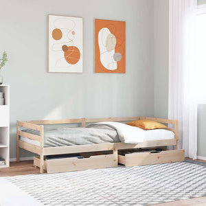 vidaXL Day Bed with Drawers 80x200 cm Solid Pine Wood