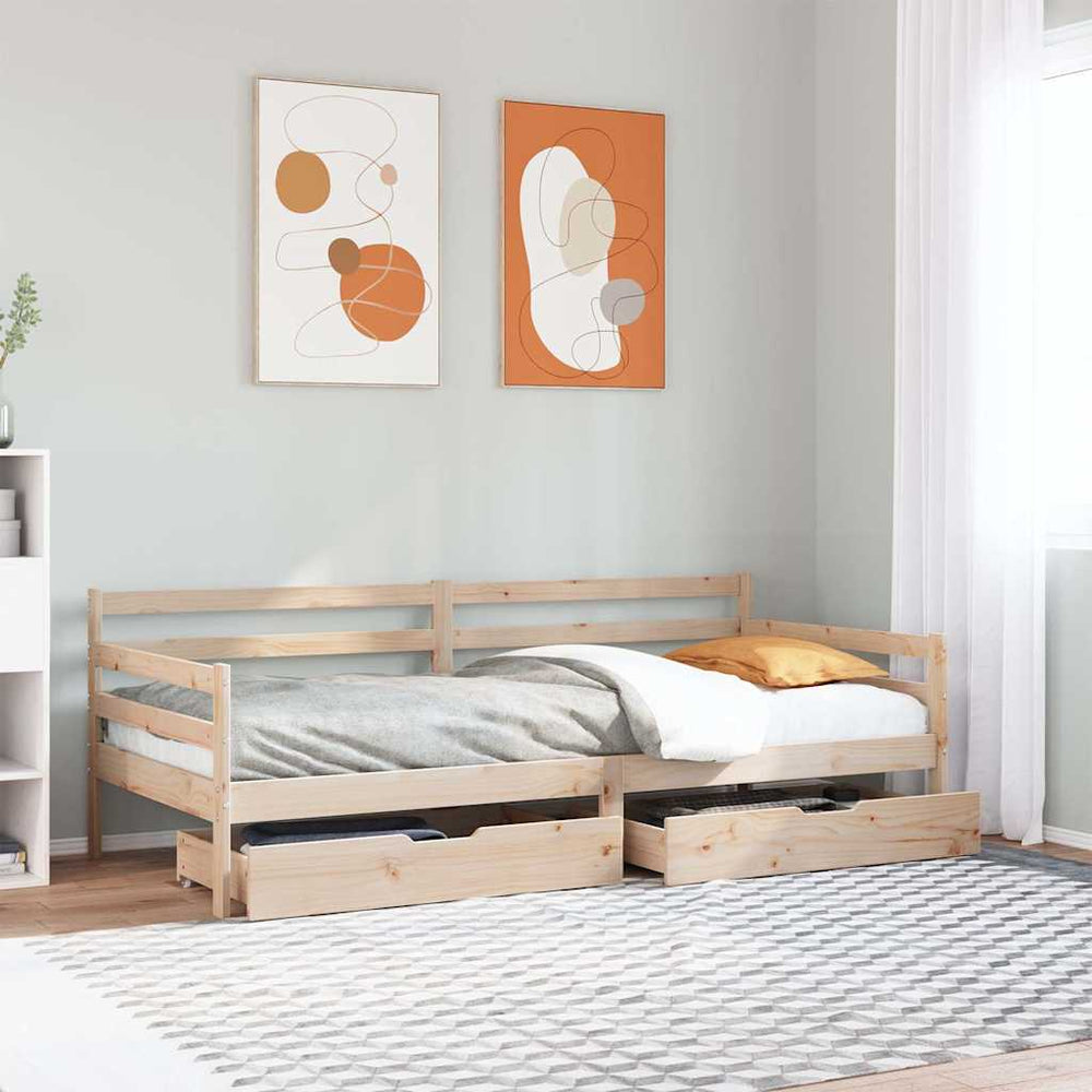 vidaXL Day Bed with Drawers 90x190 cm Solid Pine Wood