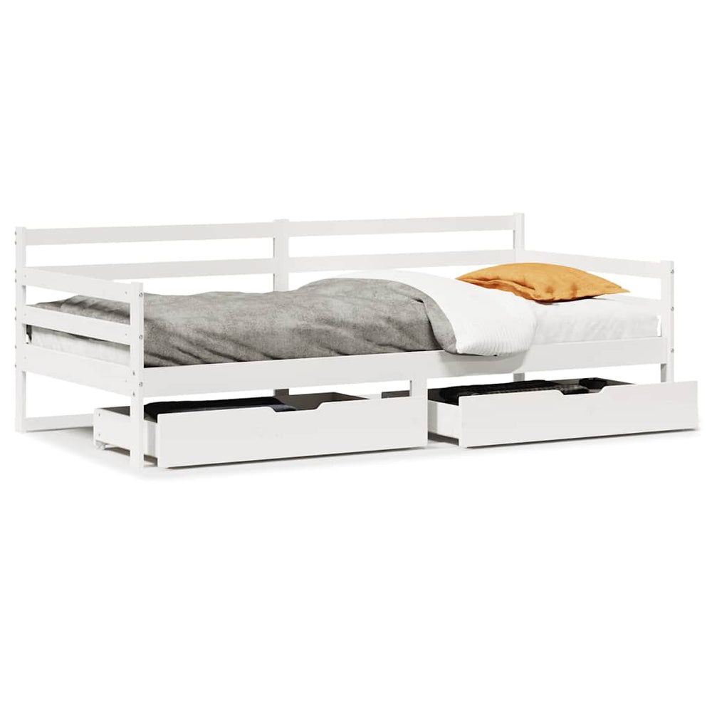 vidaXL Day Bed with Drawers White 90x190 cm Pine Wood