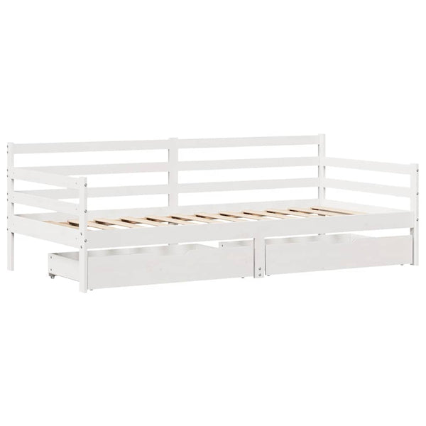 vidaXL Day Bed with Drawers White 90x190 cm Pine Wood