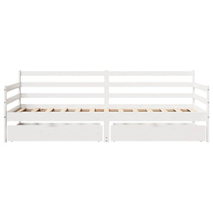 vidaXL Day Bed with Drawers White 90x190 cm Pine Wood