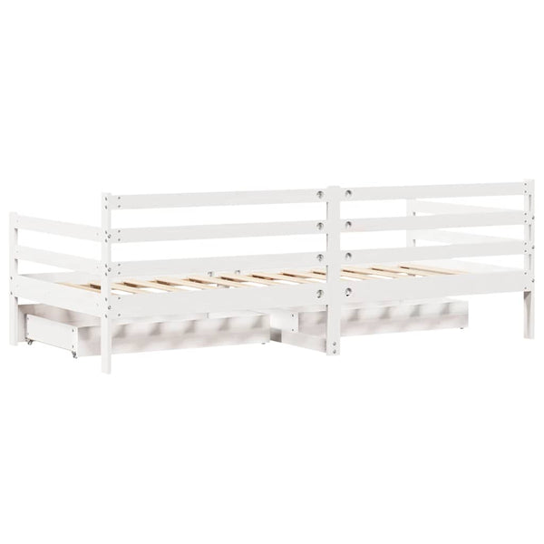 vidaXL Day Bed with Drawers White 90x190 cm Pine Wood