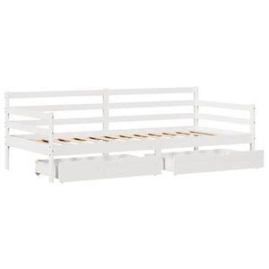 vidaXL Day Bed with Drawers White 90x190 cm Pine Wood