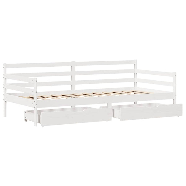 vidaXL Day Bed with Drawers White 90x190 cm Pine Wood