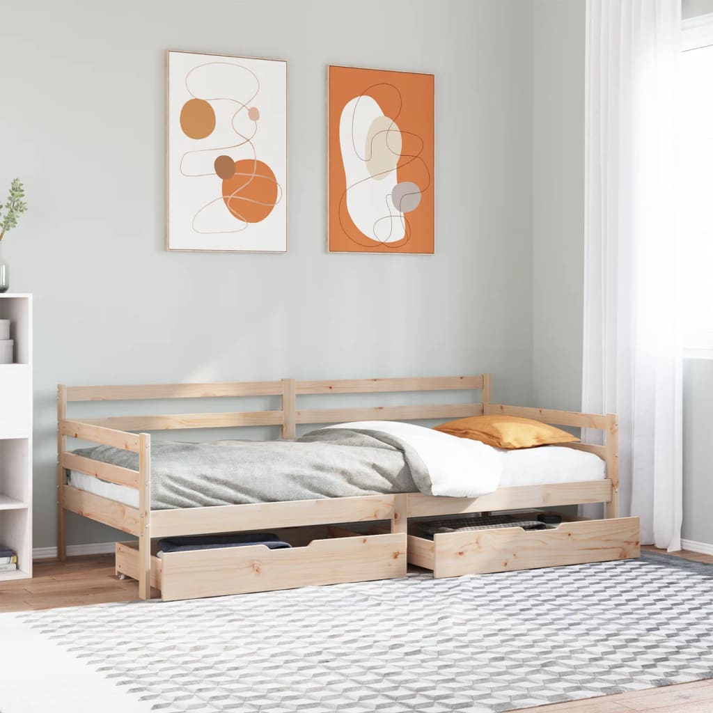 vidaXL Day Bed with Drawers White 80x200 cm Pine Wood