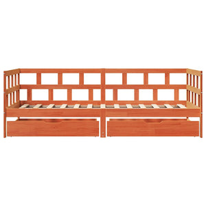 vidaXL Day Bed with Drawers Waxed Brown 80x200 cm Solid Pine Wood