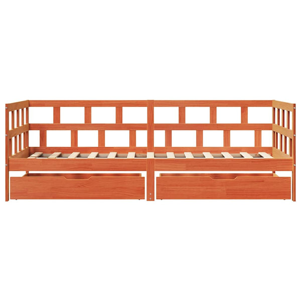 vidaXL Day Bed with Drawers Waxed Brown 80x200 cm Solid Pine Wood