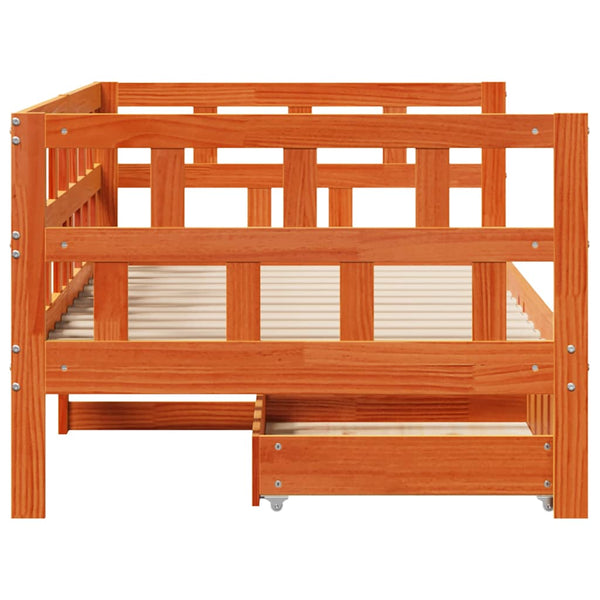 vidaXL Day Bed with Drawers Waxed Brown 80x200 cm Solid Pine Wood