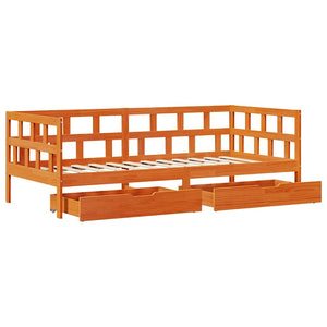 vidaXL Day Bed with Drawers Waxed Brown 80x200 cm Solid Pine Wood
