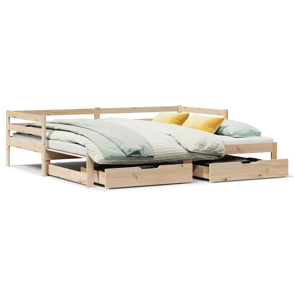 vidaXL Extendable Day Bed with Drawers without Mattress 90x190 cm