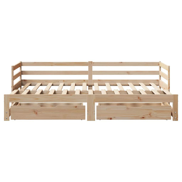 vidaXL Extendable Day Bed with Drawers without Mattress 90x190 cm