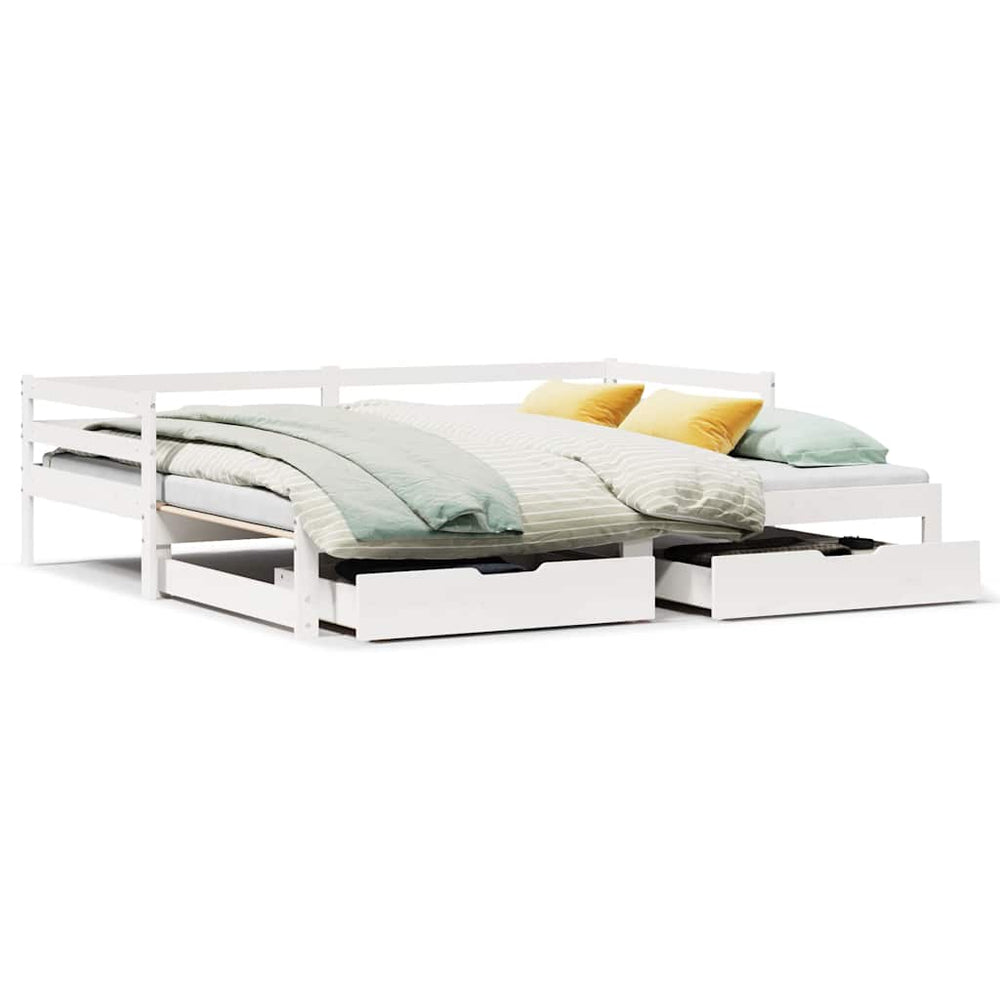 vidaXL Extendable Day Bed with Drawers, No Mattress, White 90x190cm