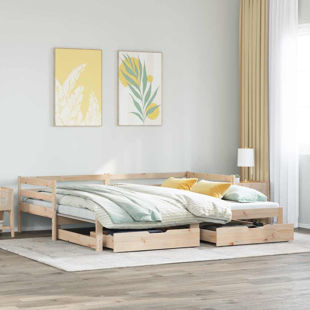 vidaXL Extendable Day Bed with Drawers without Mattress 80x200 cm