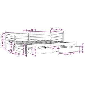 vidaXL Extendable Daybed with Drawers without Mattress White 80x200cm
