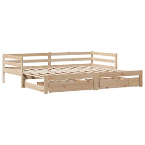vidaXL Extendable Day Bed with Drawers without Mattress 90x200 cm