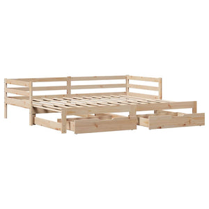 vidaXL Extendable Day Bed with Drawers without Mattress 90x200 cm