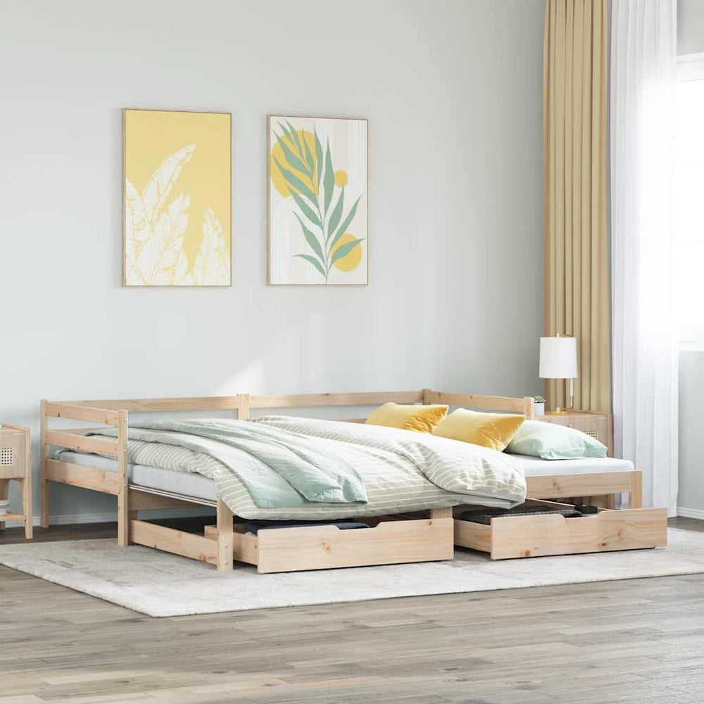 vidaXL Extendable Day Bed with Drawers without Mattress 90x200 cm