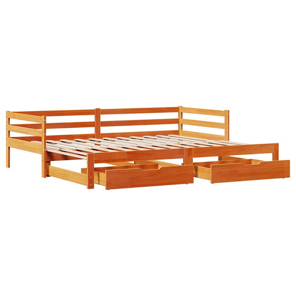 vidaXL Day Bed Extendable with Drawers 90x190 cm Solid Pine