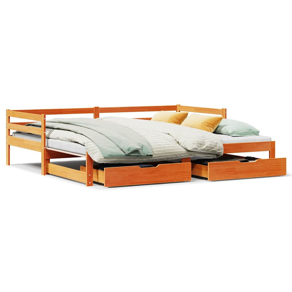 vidaXL Extendable Daybed with Drawers 80x200 cm Solid Pine Wood